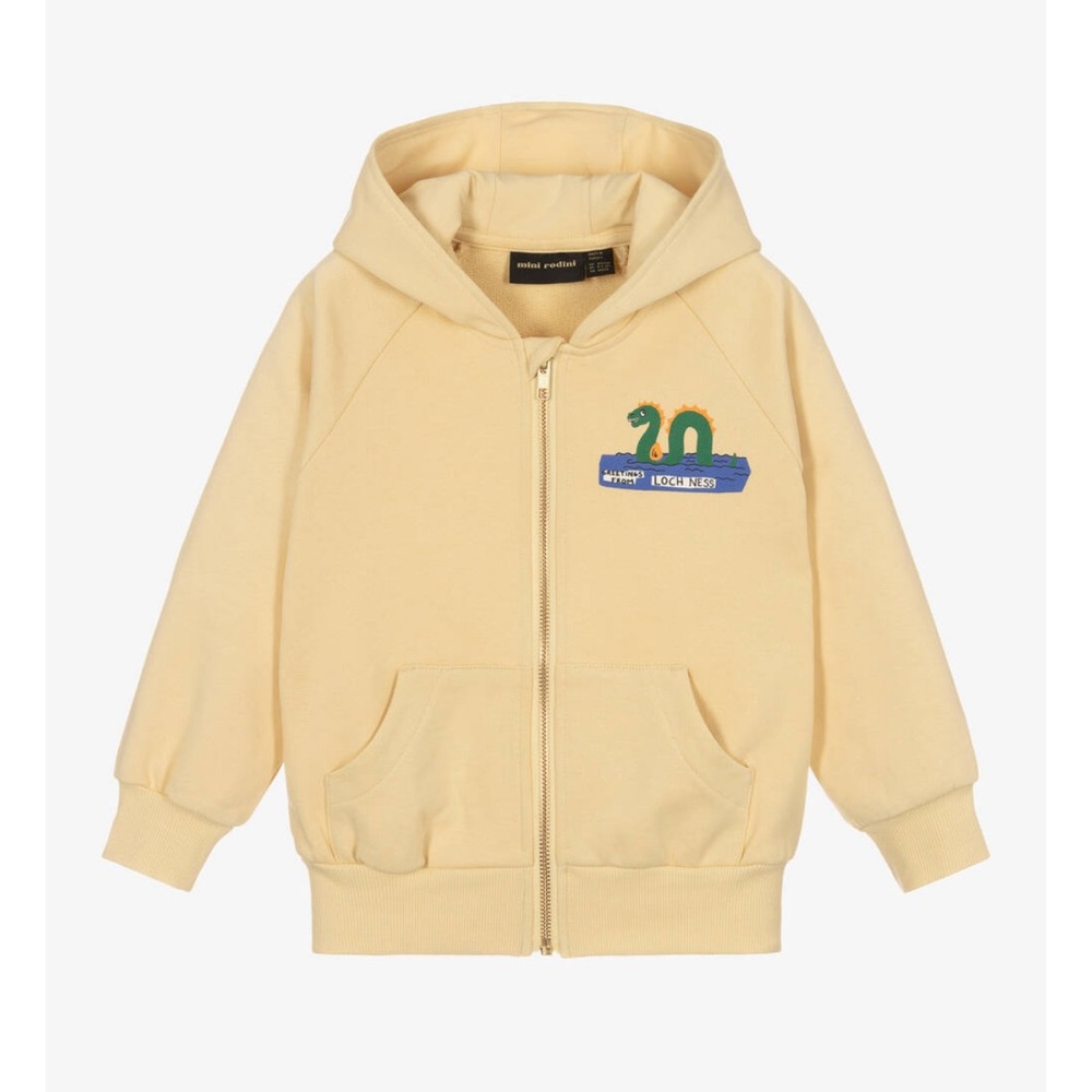 YELLOW ORGANIC COTTON ZIP-UP HOODED TOP Size: 2-3 years